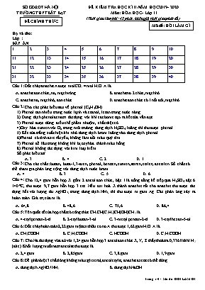 Đề kiểm tra học kỳ II môn Hóa học Lớp 11 - Năm học 2019-2020 - Trường THPT Bất Bạt